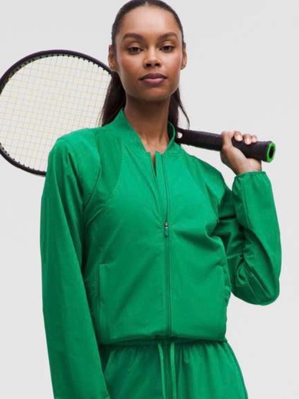 lululemon athletica Mesh Ventilated Green Lightweight Zip Tennis Jacket